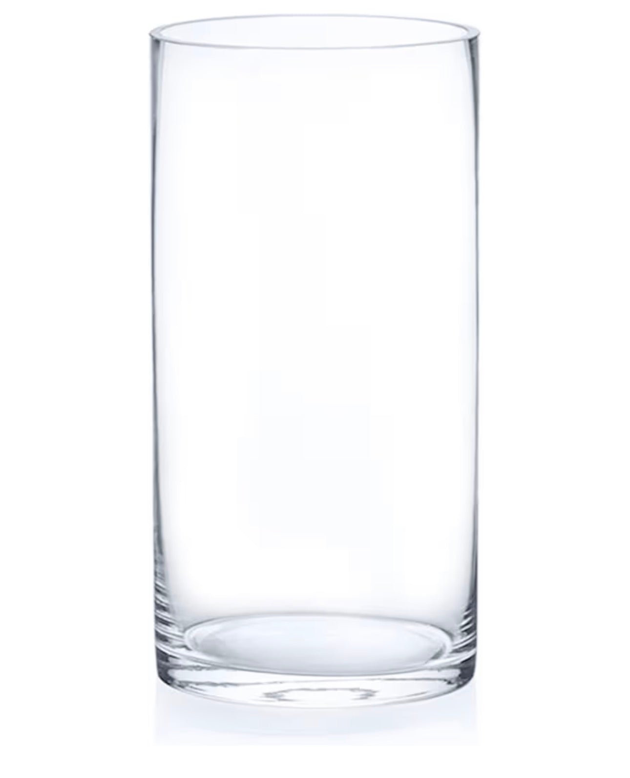 Clear glass tumbler on a white background